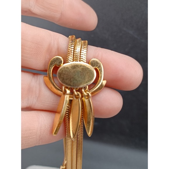 Vintage Monet Slide Mesh Bracelet Priscilla Gold Tone 7.5" Signed - Picture 2 of 8